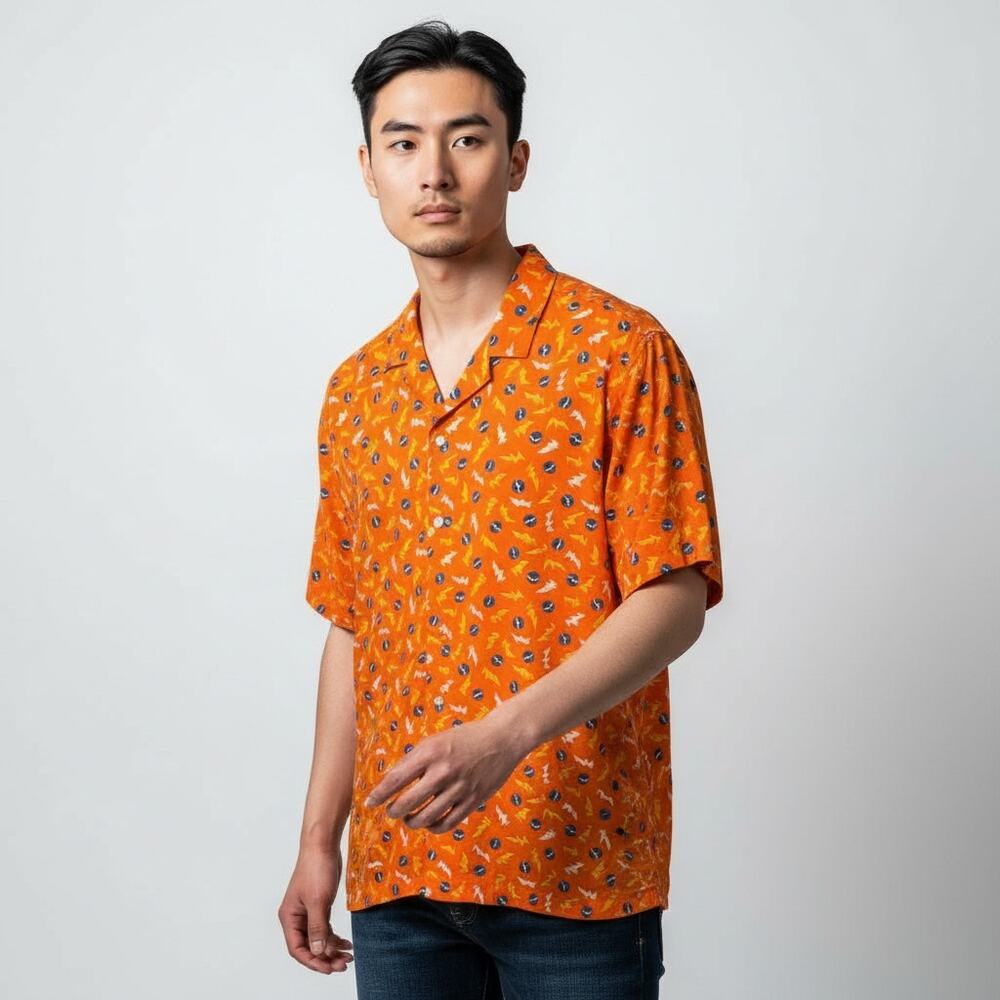 Vintage Brigade Unlimited Mens L Arrow Orange Lightning Bolt Shirt Made USA